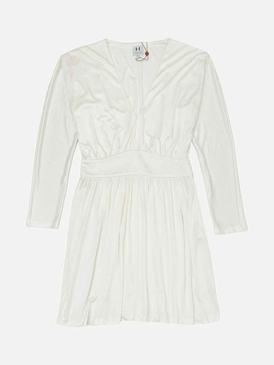 HALSTON Longsleeved White Mini Dress