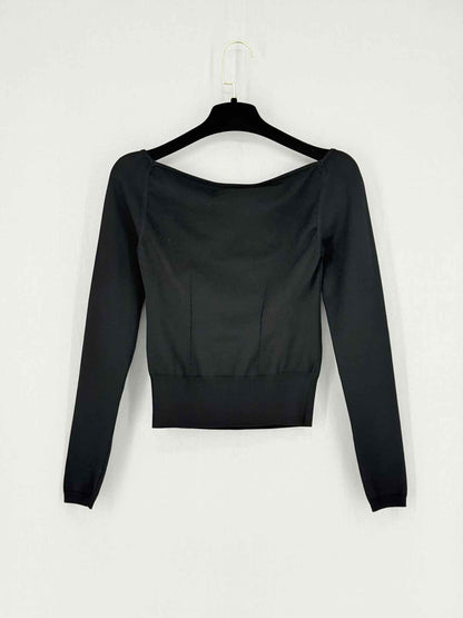 DOLCE & GABBANA Square Neck Black Size US 2 Sweater