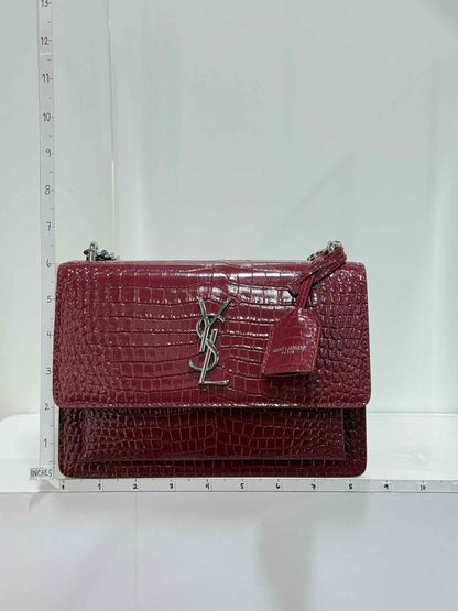 SAINT LAURENT Sunset Burgundy Shoulder Bag