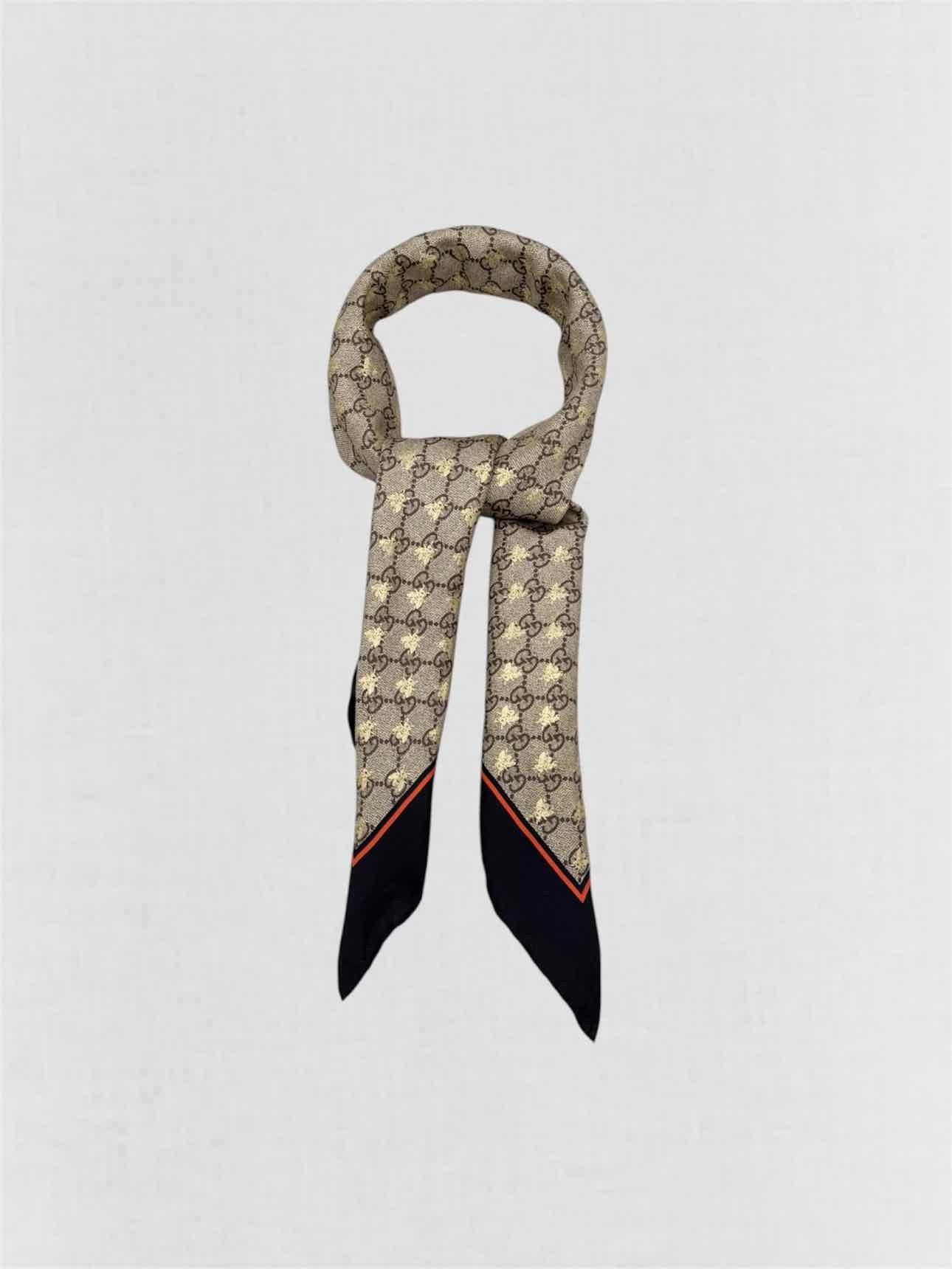 GUCCI Brown Multicolor Bee Scarf