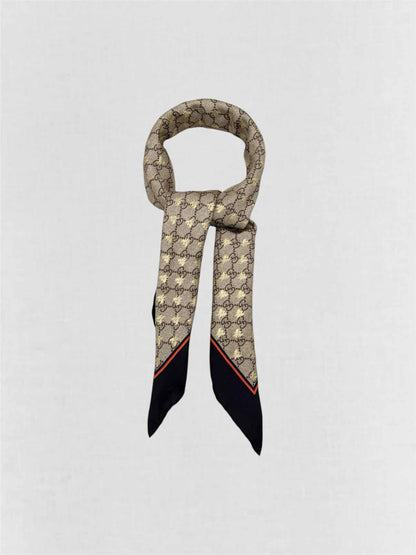 GUCCI Brown Multicolor Bee Scarf