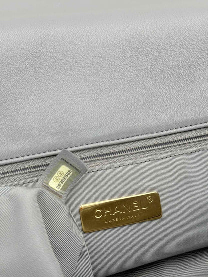 CHANEL 19 Flap Grey Quilted Shoulder Bag