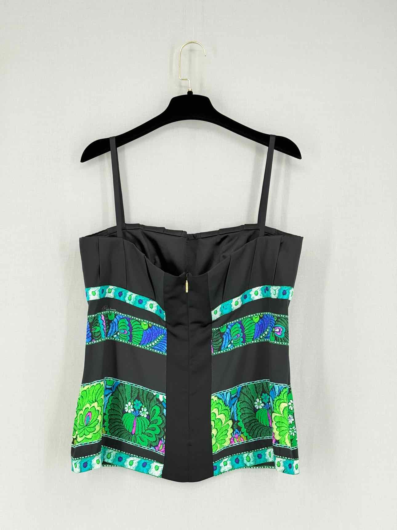 ROBERTO CAVALLI Green Multicolor Printed Size US 8 Top