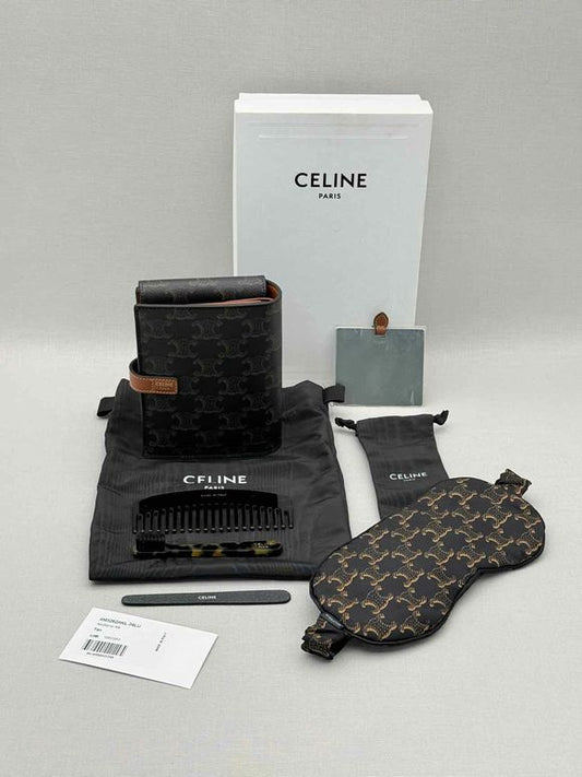 CELINE Triomphe Black & Tan Travel Kit