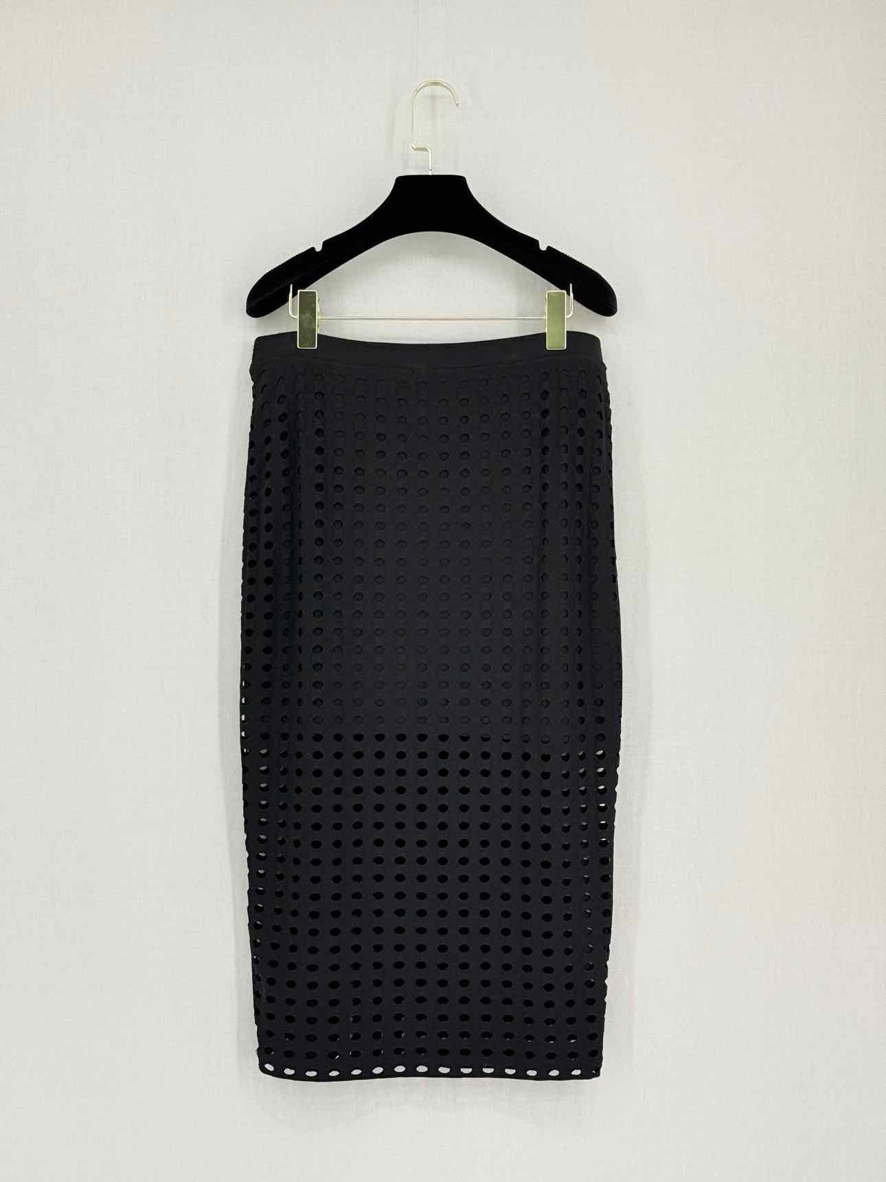 T ALEXANDER WANG Black Polka Dot Size Large Midi Skirt