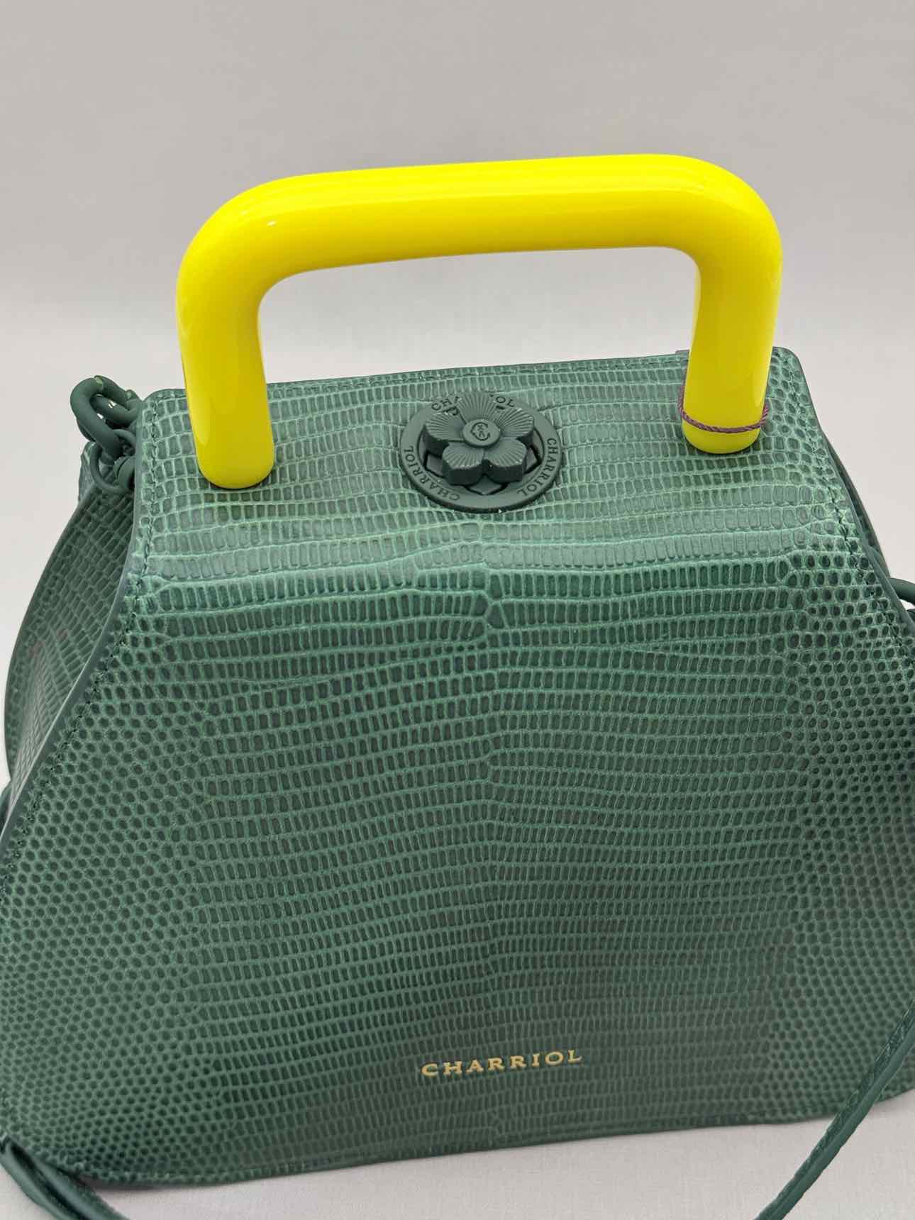 CHARRIOL Green Snakeskin Print Top Handle