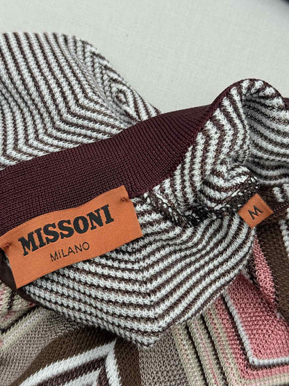 MISSONI Brown Multicolor Zigzag Size Medium Sweater