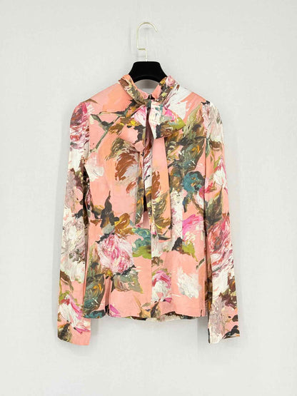 DOLCE & GABBANA Pink Multicolor Floral Size US 0 Blouse