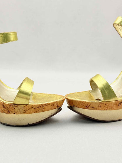 CASADEI Metallic Gold Size EU 38 Heeled Sandals