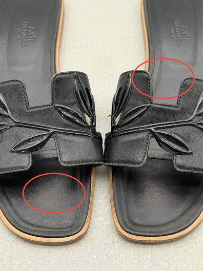 HERMES ORAN Black Size EU 40 Flats