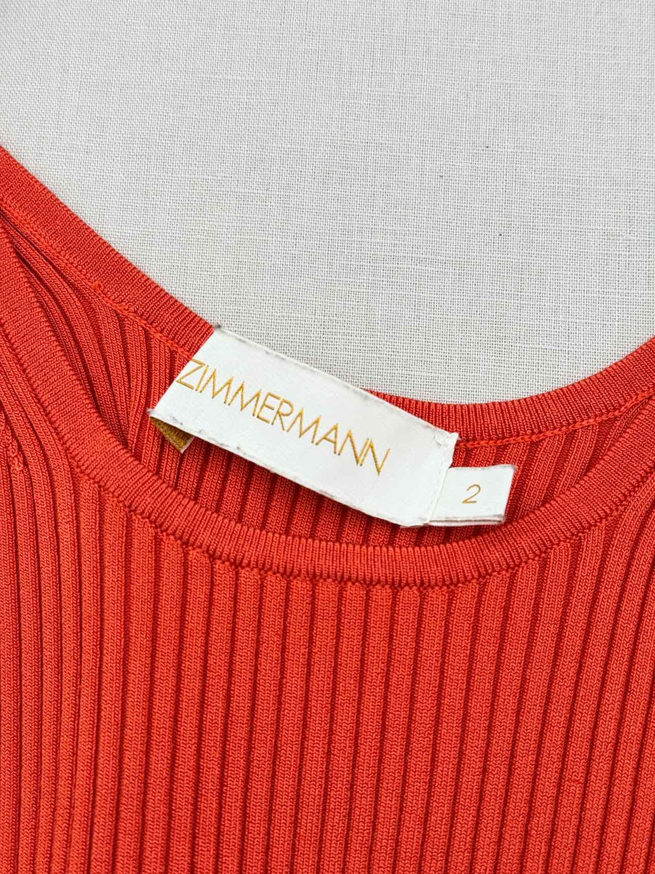 ZIMMERMANN Orange Ribbed Size Medium Tank Top