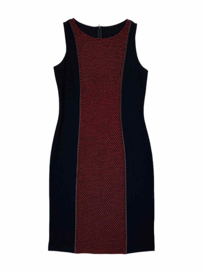 ST. JOHN Black & Burgundy Size US 10 Knee Length Dress