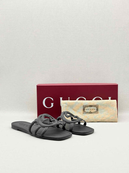 GUCCI Interlocking G Black Size EU 38 Slides