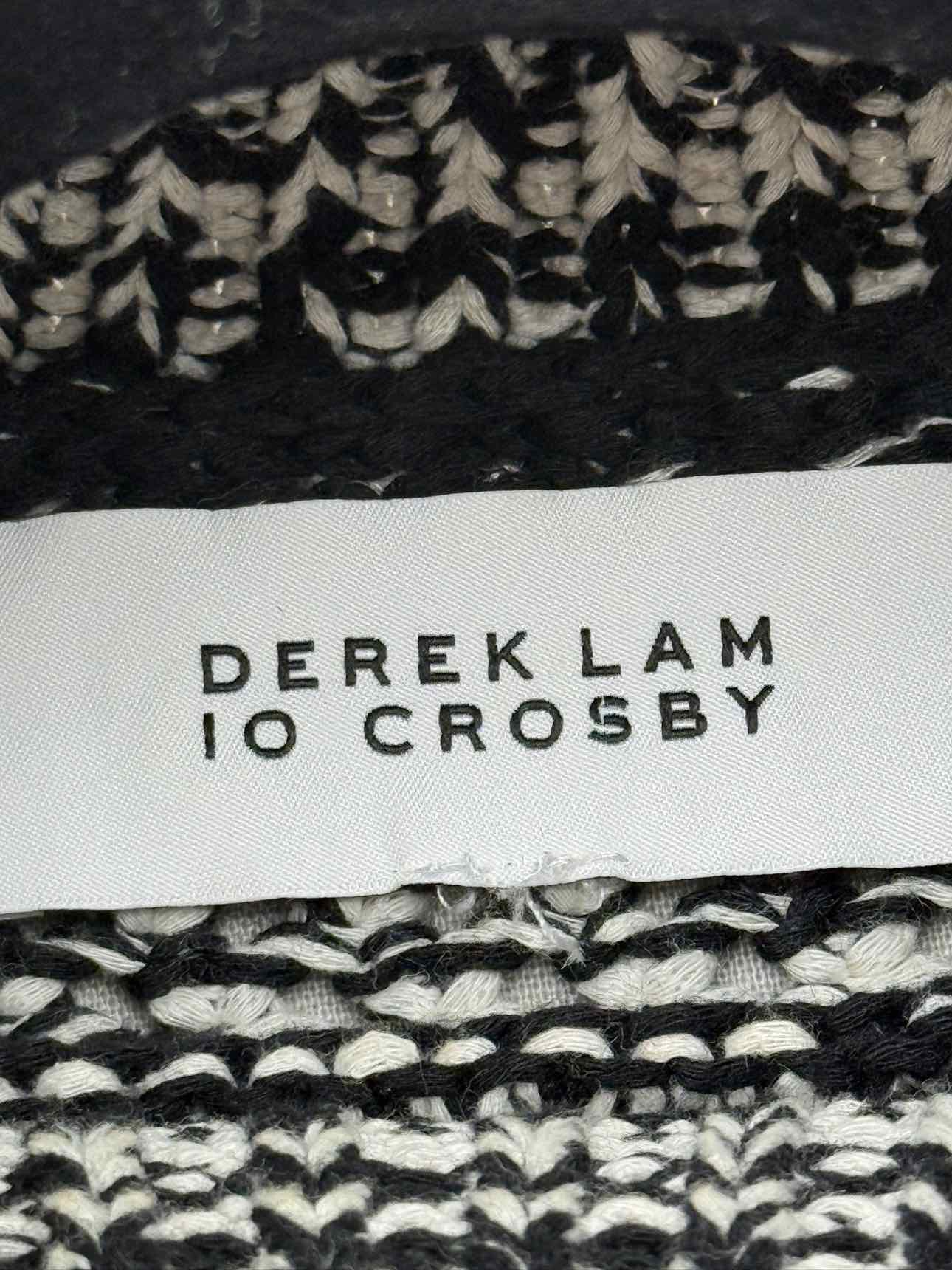 DEREK LAM Polo Neck Black & White Knit Size Large Top