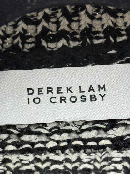 DEREK LAM Polo Neck Black & White Knit Size Large Top