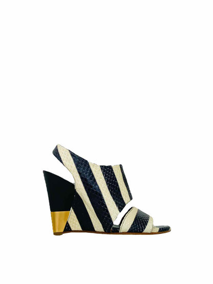 CHLOE Cream & Black Striped Size EU 34 Wedges