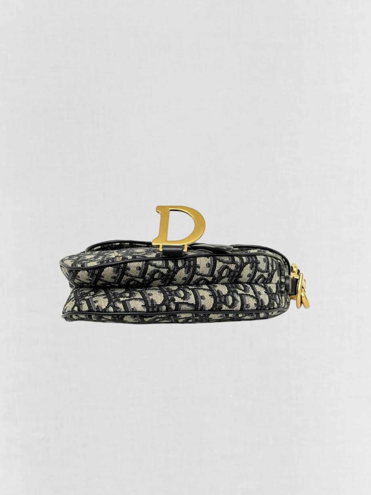 DIOR Navy Blue Oblique Saddle Bag