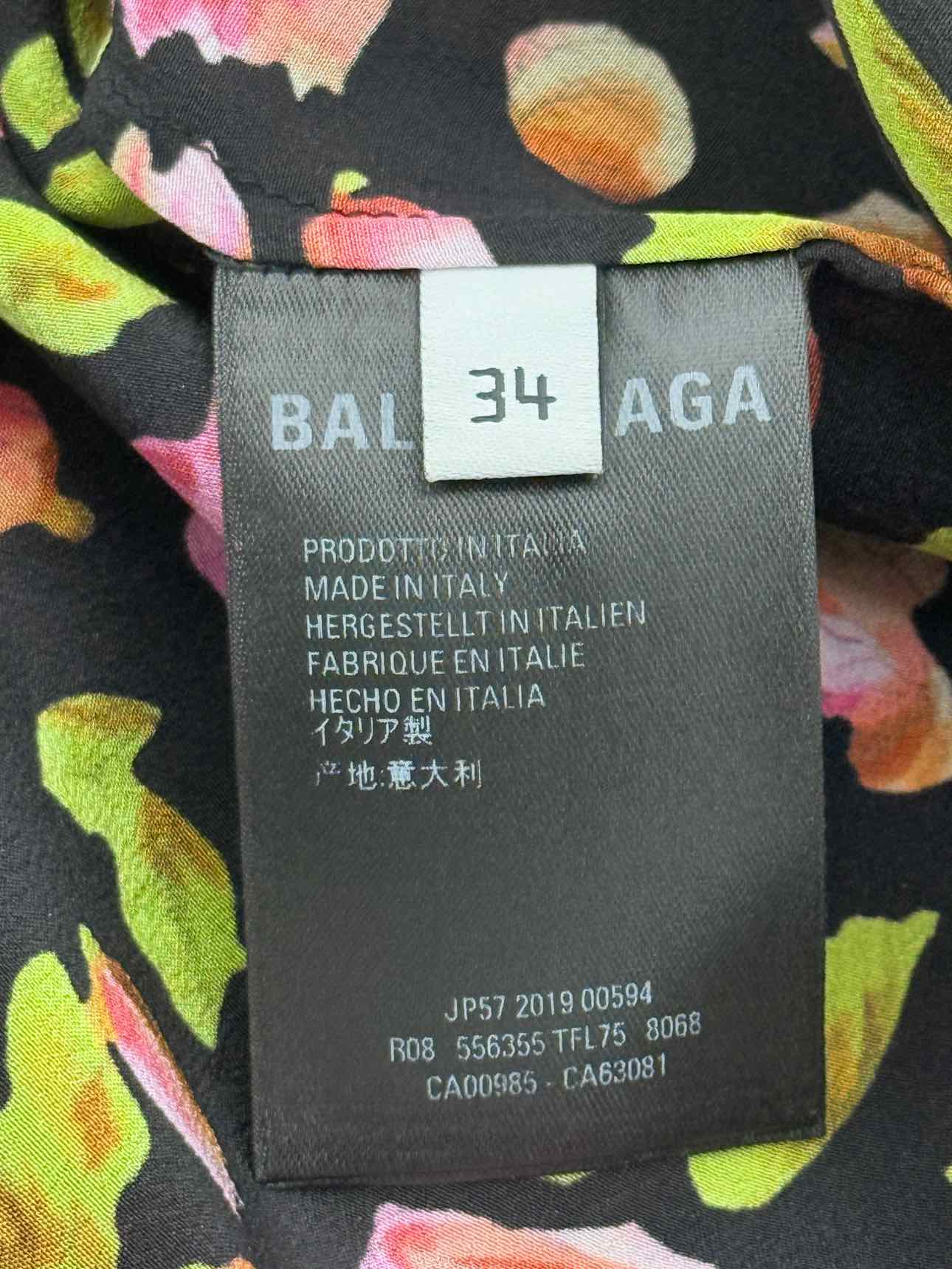 BALENCIAGA Black Multicolor Size US 0 Knee Length Dress