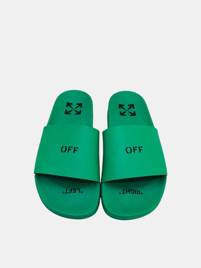 OFF WHITE Printed Pool Green Slides 38