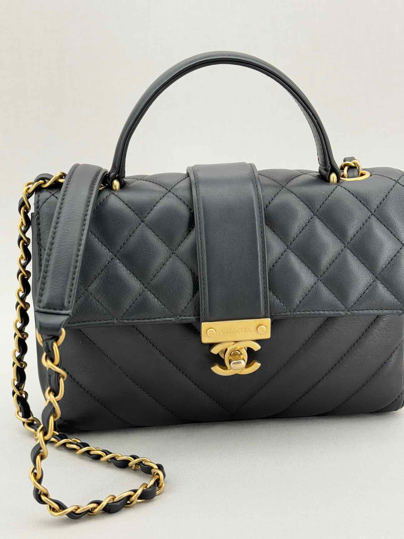 CHANEL In The City Black Quilted Top Handle