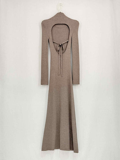 PETER DO Taupe Ribbed Size Small Long Dress