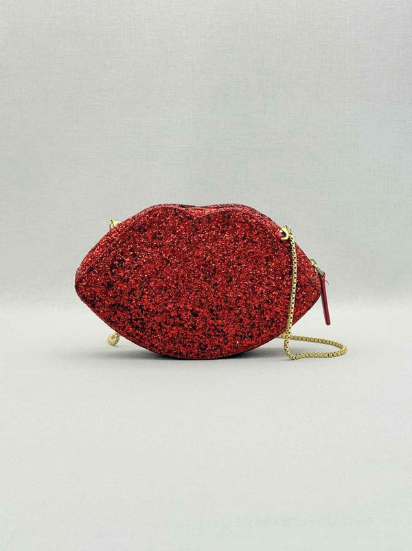 LULU GUINNESS Glitter Lips Red Crossbody