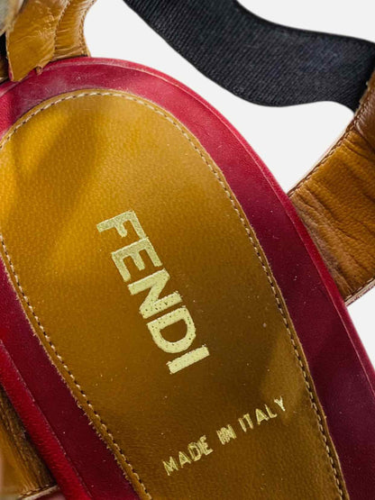FENDI T-bar Red & Brown Size EU 40 Wedges