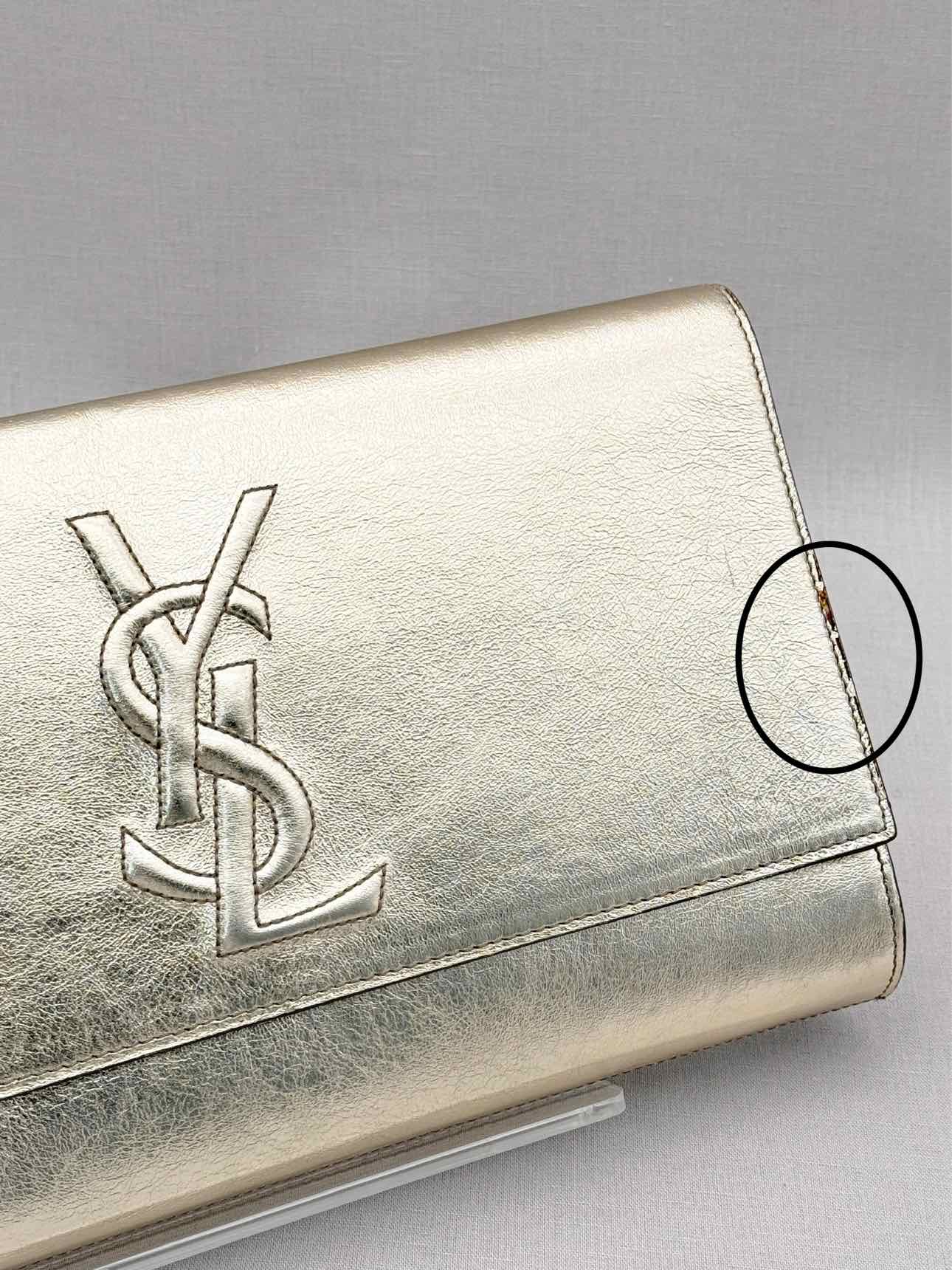 YVES SAINT LAURENT Belle De Jour Metallic Gold Clutch