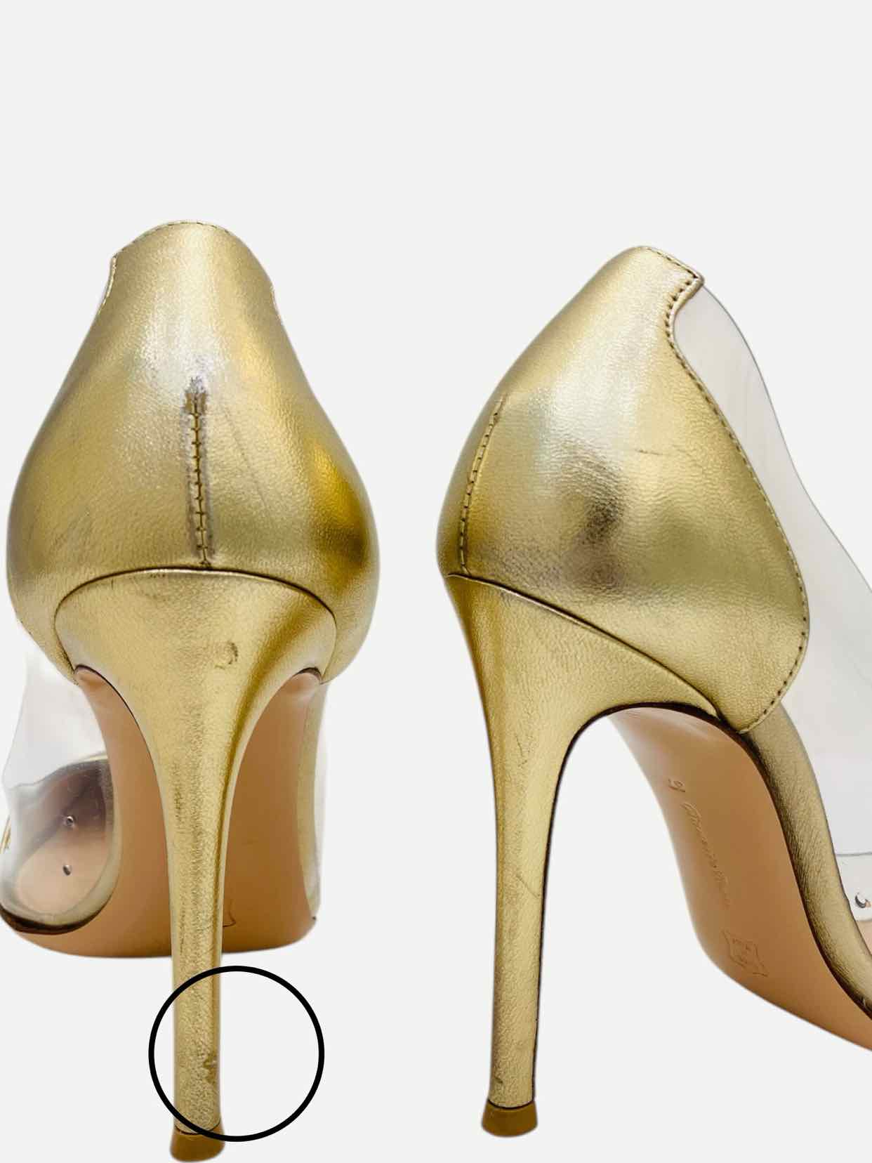 GIANVITO ROSSI Plexi Metallic Gold Size EU 37 Pumps