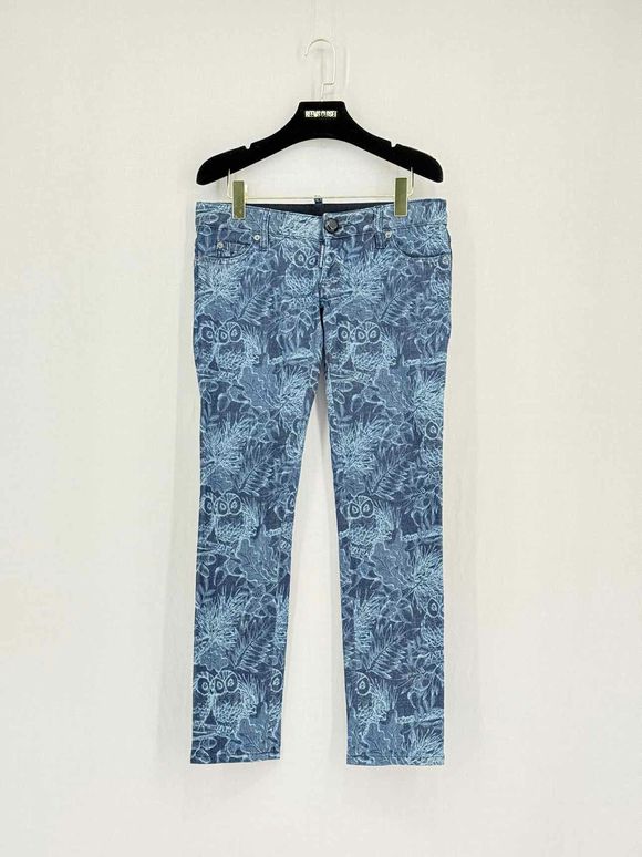 DSQUARED2 Low Waist Blue Owl Print Size US 6 Jeans