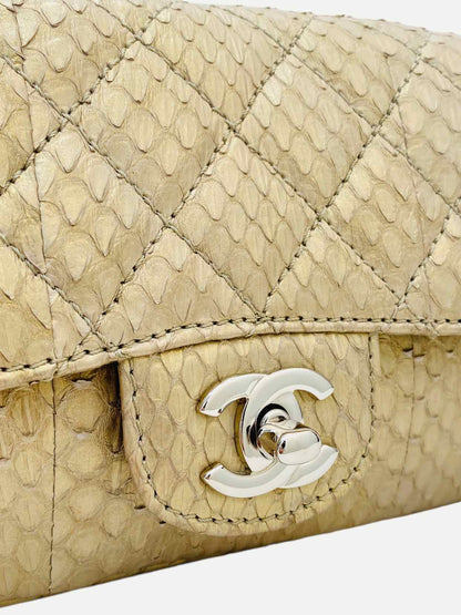 CHANEL 3 Accordian Flap Beige Quilted Shoulder Bag