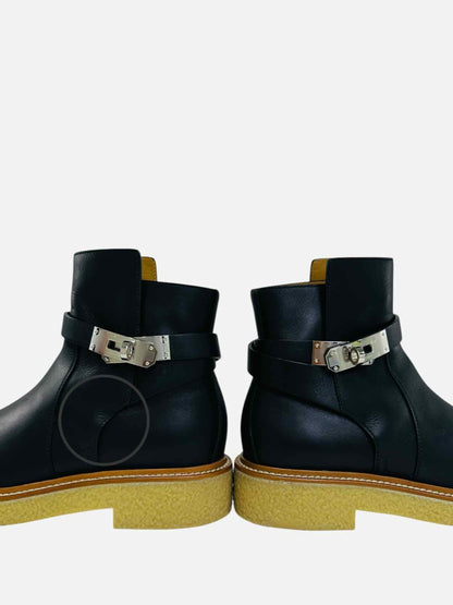 HERMES History Black Booties 36