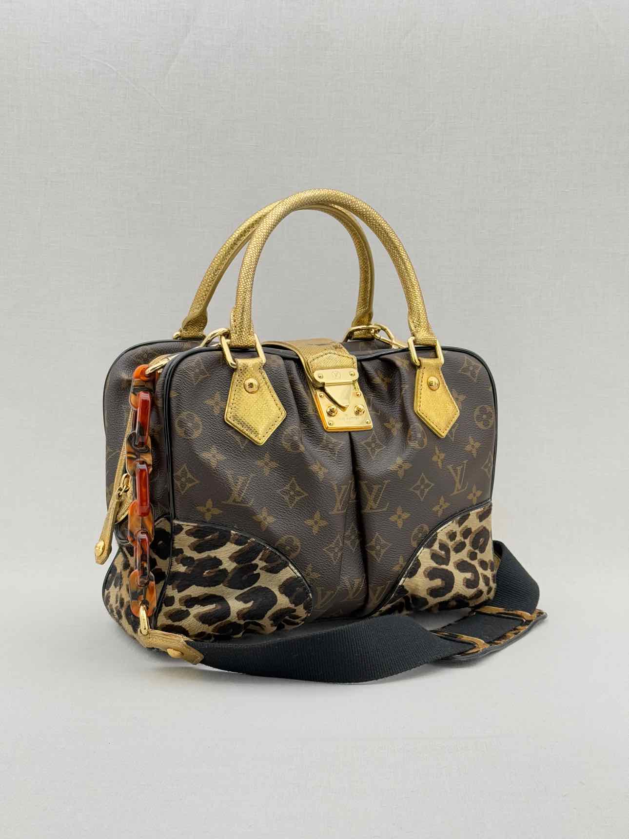 LOUIS VUITTON Adele Brown & Beige Leopard Top Handle