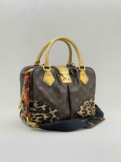 LOUIS VUITTON Adele Brown & Beige Leopard Top Handle