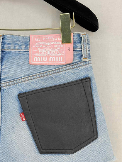 MIU MIU Cut Off Light Blue Washed Size 34 Shorts