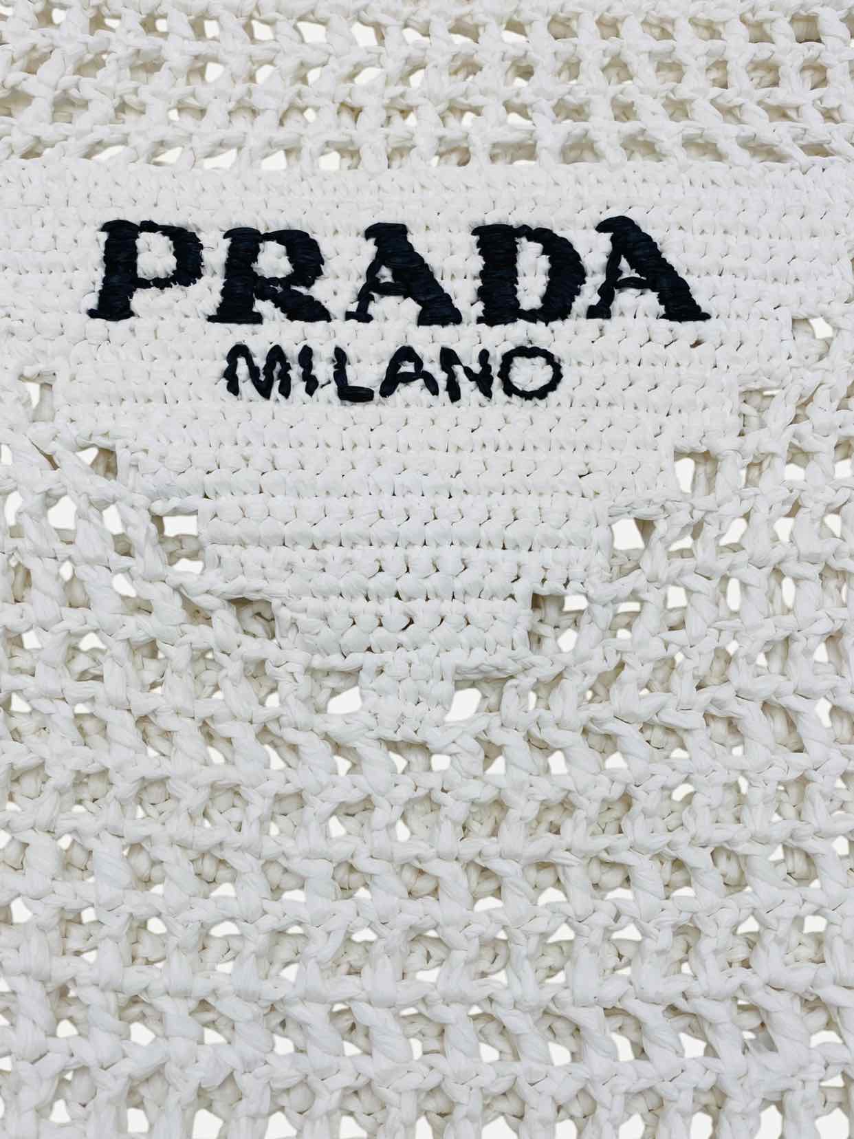 PRADA Crochet White Tote Bag