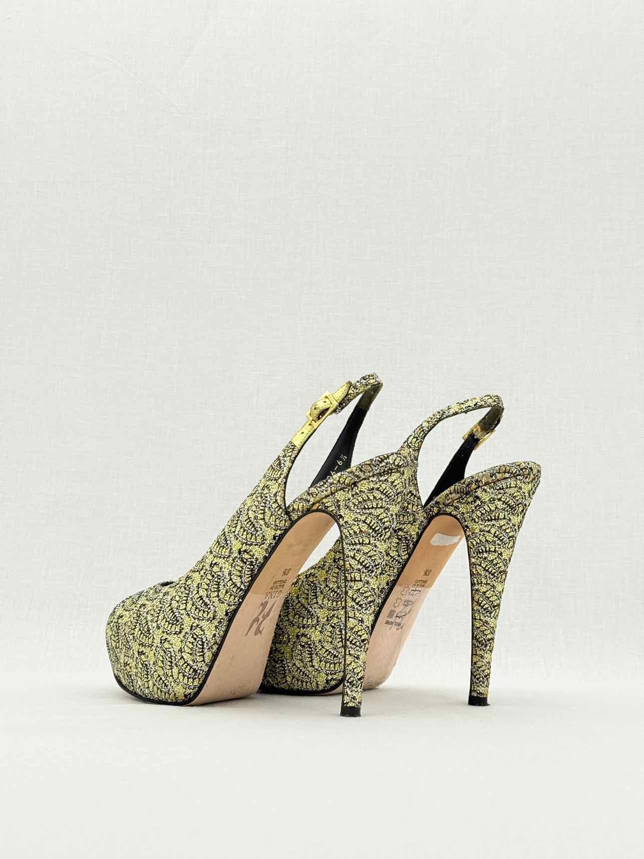 GINA Gold & Black Embroidered Size EU 39.5 Pumps