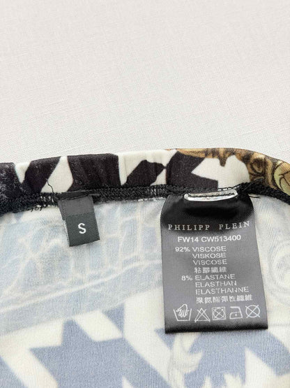 PHILIPP PLEIN Black, Gold & White Size Small Leggings