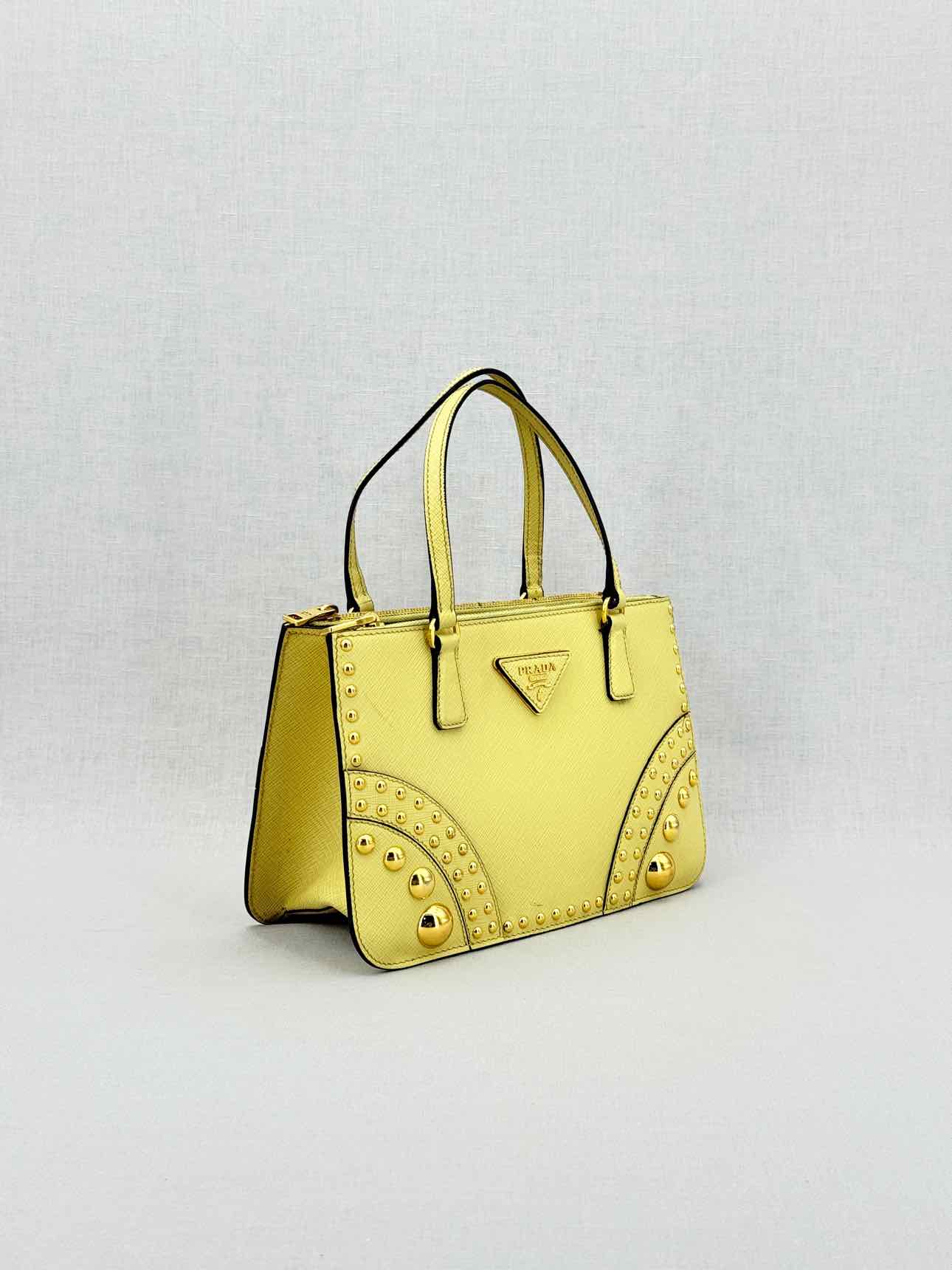 PRADA Double Zip Yellow Tote Bag