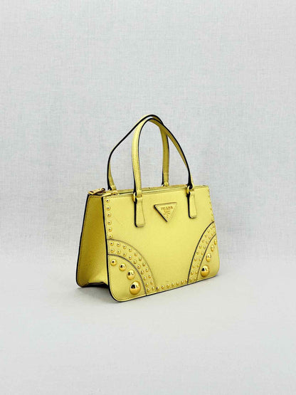 PRADA Double Zip Yellow Tote Bag