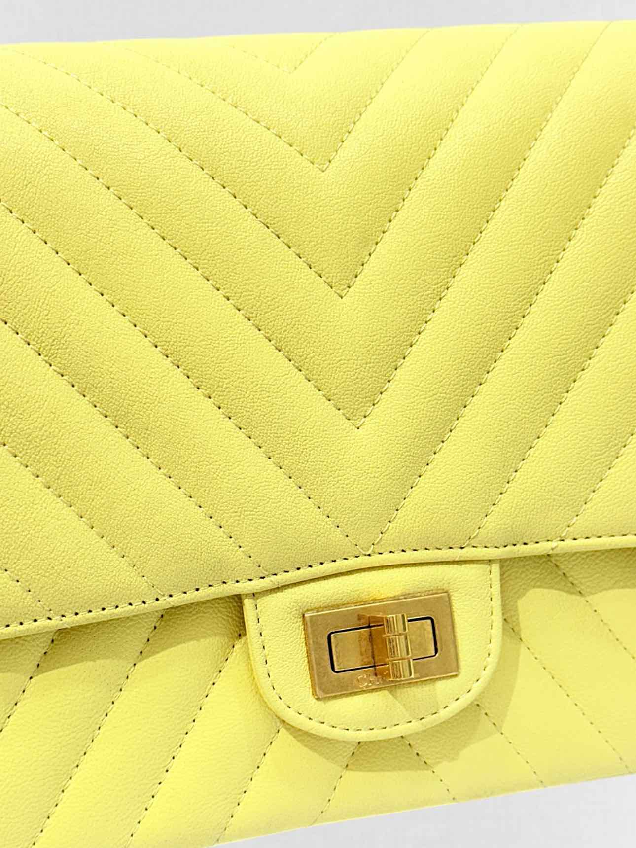 CHANEL 2.55 Reissue Yellow Chevron Shoulder Bag