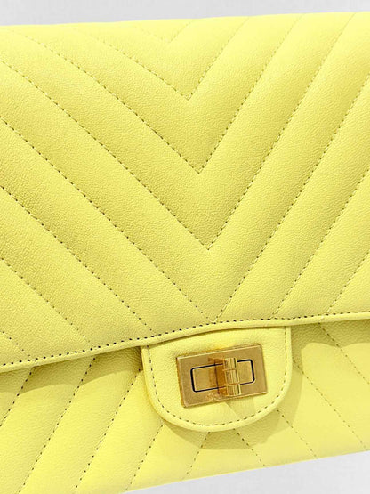CHANEL 2.55 Reissue Yellow Chevron Shoulder Bag