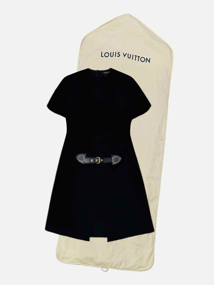 LOUIS VUITTON Wrap Effect Buckle Black Mini Dress