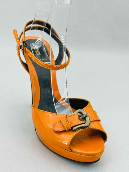 FENDI Ankle Strap Orange Size EU 40 Heeled Sandals