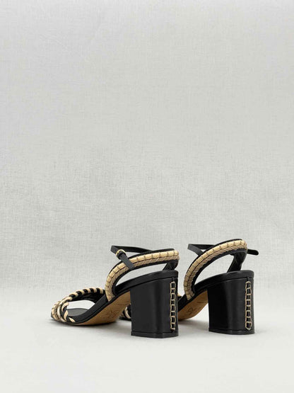 ULLA JOHNSON Black & Beige Size EU 39 Heeled Sandals