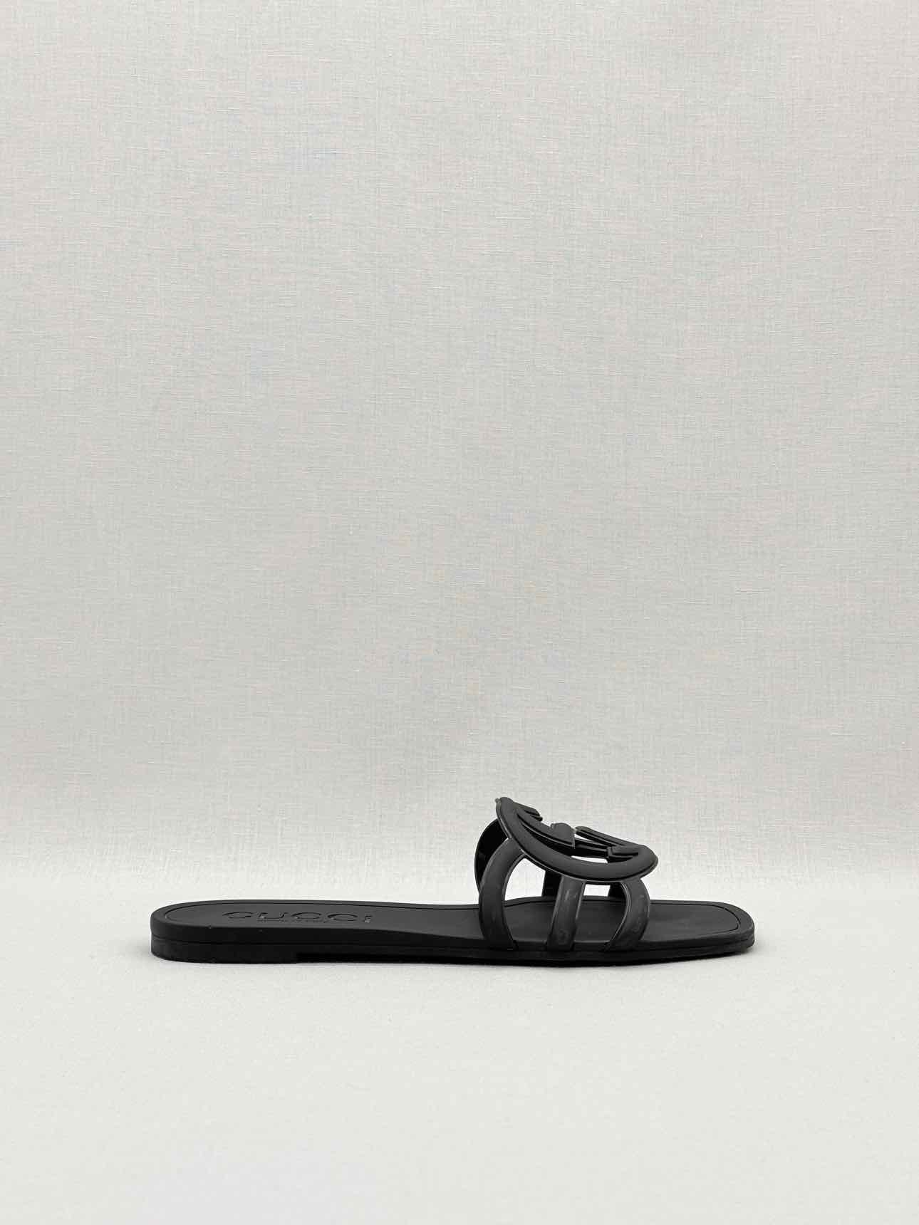 GUCCI Interlocking G Black Size EU 38 Slides