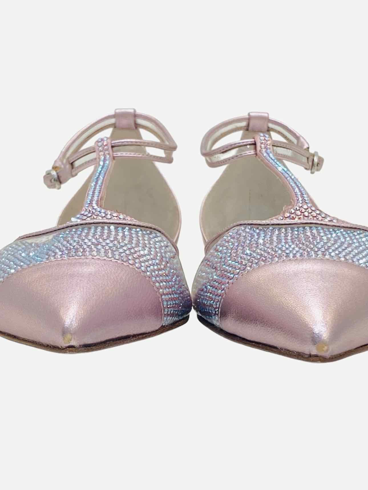 RENE CAOVILLA T-bar Metallic Pink Flats 36