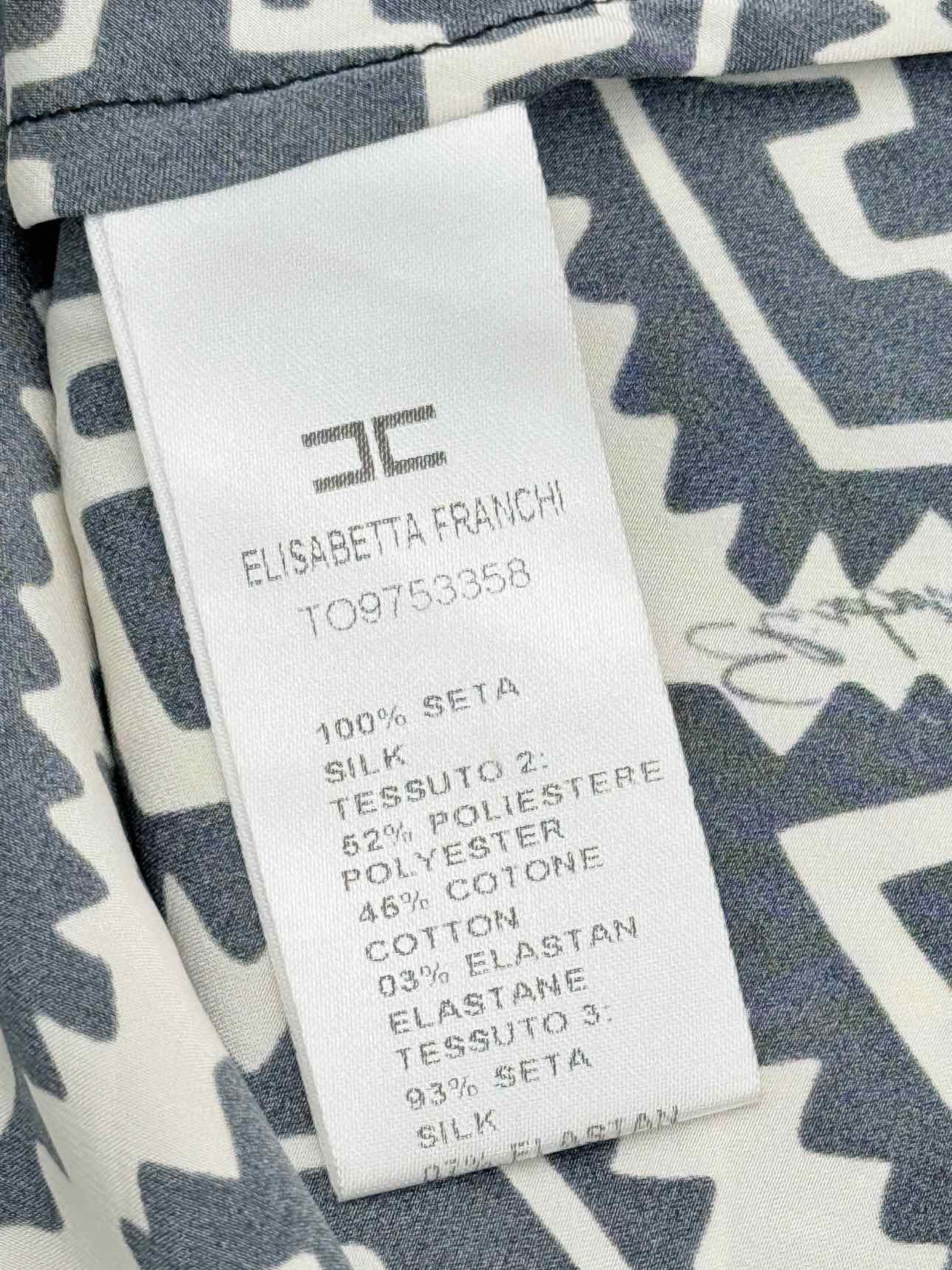 ELISABETTA FRANCHI Black & White Printed Size US 6 Top