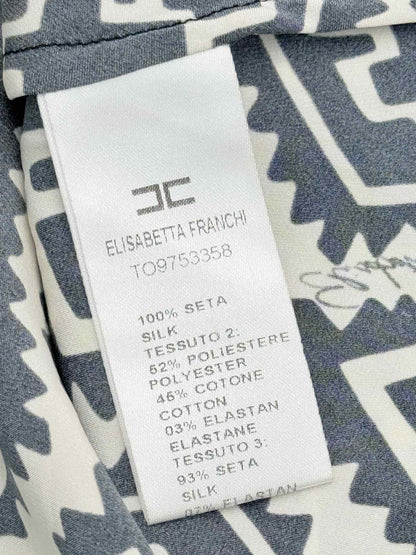 ELISABETTA FRANCHI Black & White Printed Size US 6 Top