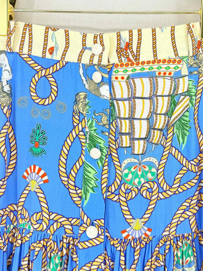 PAOLITA Thalia Blue Multicolor Size Small Long Skirt